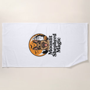 Halloween German Shepherd Spooky Moon Dog Lover Sh Beach Towel