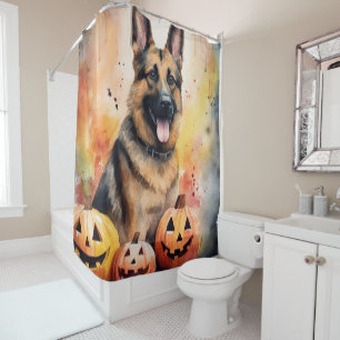 Halloween German Shepherd With Pumpkins Scary 