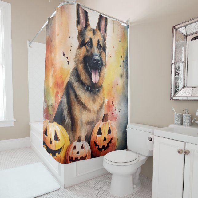 Halloween German Shepherd With Pumpkins Scary  (In Situ)