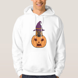 Halloween German Shepherds With Witch Hat Stuck In Hoodie