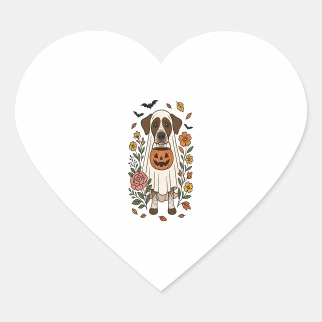 Halloween German Shorthaired Pointer Heart Sticker (Front)