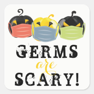 Halloween Germs are scary Halloween Sanitizer Square Sticker