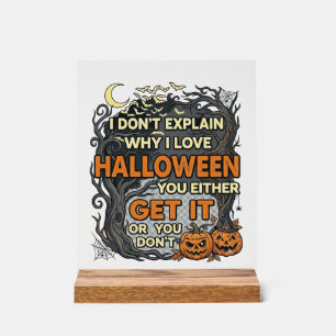 Halloween Get It Spooky Tree Pumpkins Bats Spiderw Acrylic Sign