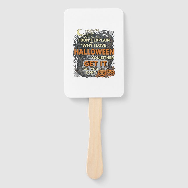 Halloween Get It Spooky Tree Pumpkins Bats Spiderw Hand Fan (Front)