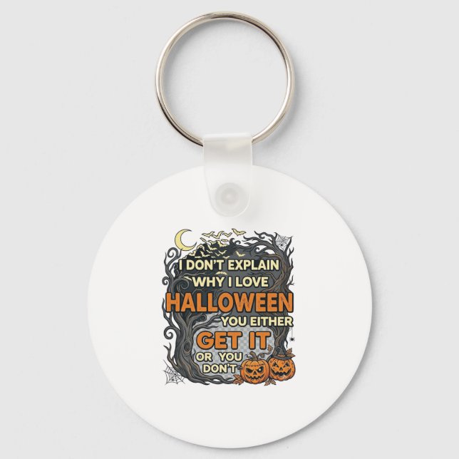 Halloween Get It Spooky Tree Pumpkins Bats Spiderw Keychain (Front)