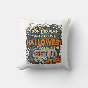 Halloween Get It Spooky Tree Pumpkins Bats Spiderw Throw Pillow
