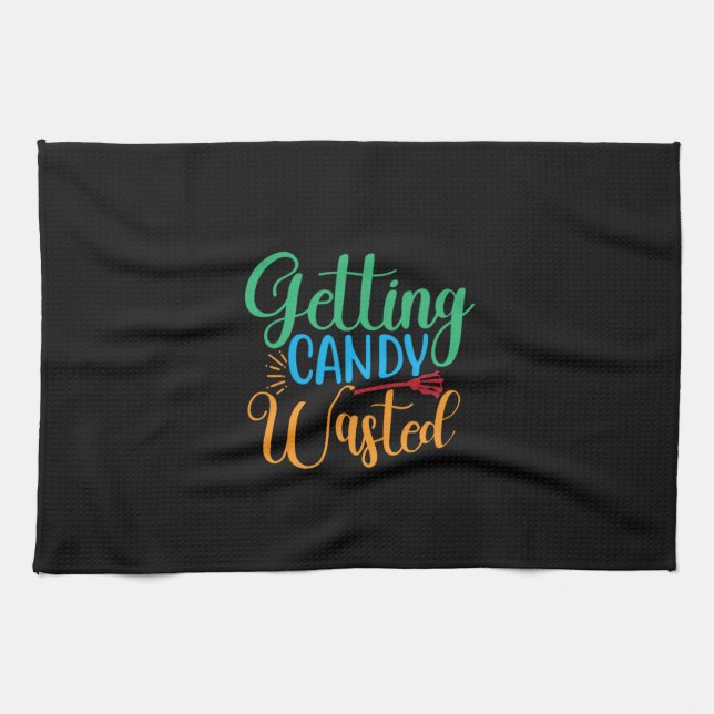 Halloween Getting Candy Wasted Birthday Kitchen Towel (Horizontal)