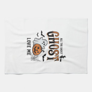 Halloween Ghost All The Ghost Love Me Funny Vintag Kitchen Towel