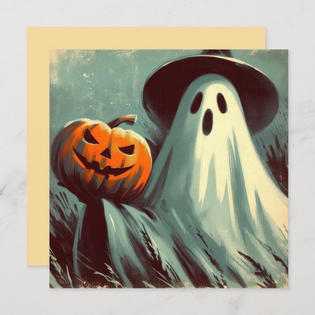 Halloween Ghost and Jack-o'lantern Spooky Card (Front/Back)