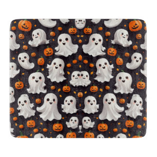 Halloween Ghost and Pumpkin Cutting Board