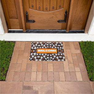 Halloween Ghost and Pumpkin Doormat