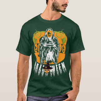 Halloween Ghost And Pumpkin Happy Saying Trick or T-Shirt