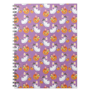 Halloween ghost and sweets seamless pattern clipbo notebook
