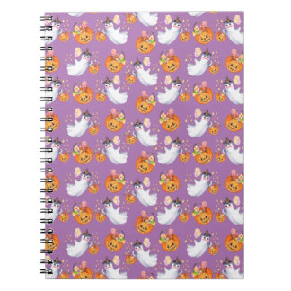 Halloween ghost and sweets seamless pattern clipbo notebook