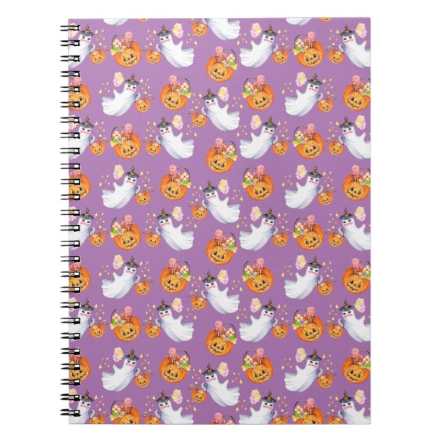 Halloween ghost and sweets seamless pattern clipbo notebook (Front)
