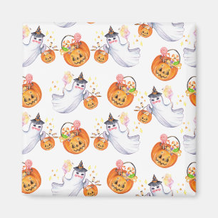 Halloween ghost and sweets seamless pattern magnet
