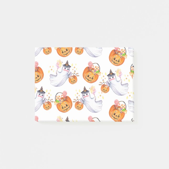 Halloween ghost and sweets seamless pattern post-it notes (Front)