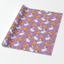 Halloween ghost and sweets seamless pattern