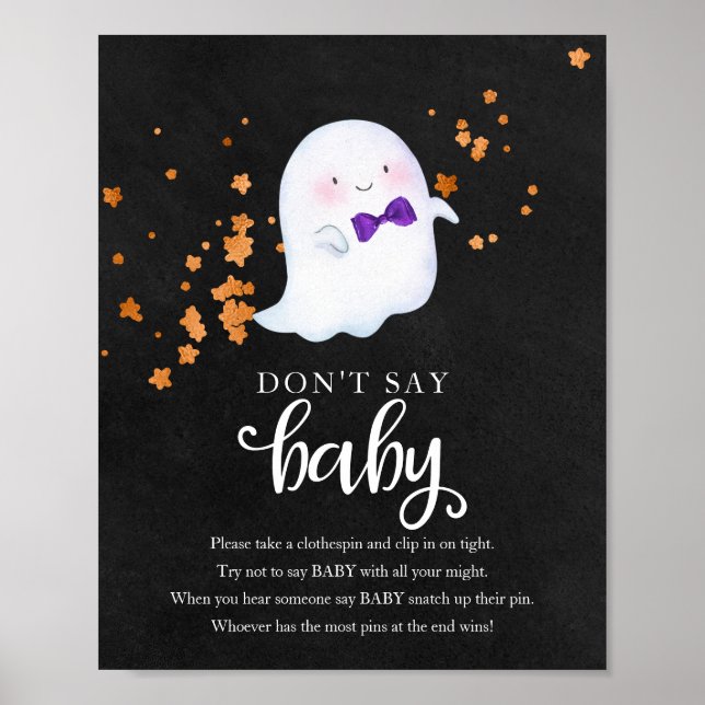 Halloween Ghost Baby Shower Don't Say Baby Sign (Front)