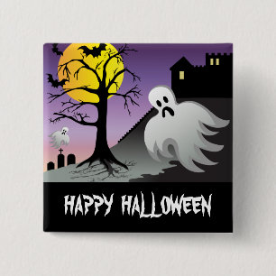 Halloween Ghost Bats 10% Off Sale 2 Inch Square Button