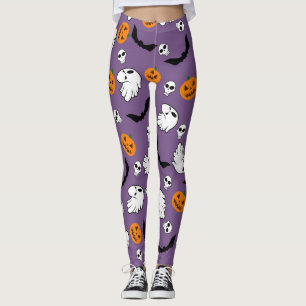 Halloween Ghost Bats Skull Pumpkin Leggings