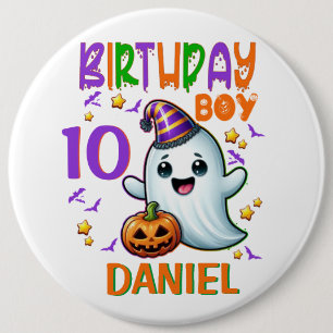 Halloween Ghost Birthday Boy Spooky Party Design 6 Inch Round Button