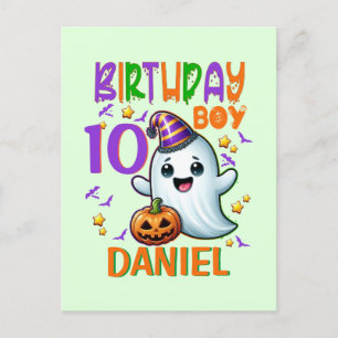 Halloween Ghost Birthday Boy Spooky Party Design Postcard