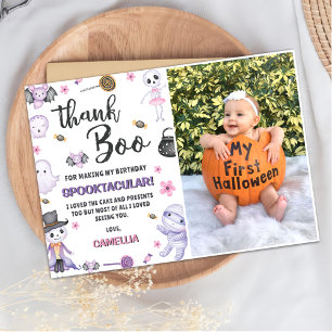 Halloween Ghost Birthday Party Photo Thank You Card