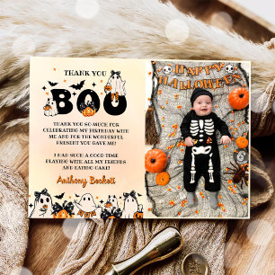Halloween Ghost Birthday Party Photo Thank You Card