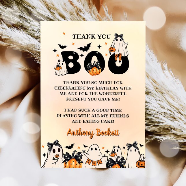 Halloween Ghost Birthday Party Thank You Card (Creator Uploaded)