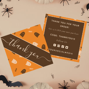 Halloween Ghost Boo Fall Thank You Square Card