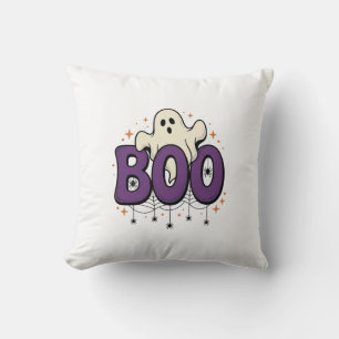 Halloween Ghost Boo Funny Spider Vintage_1 Throw Pillow
