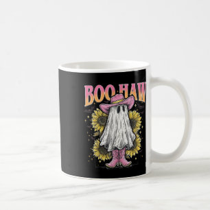 Halloween Ghost Boo Haw Western Cowgirl Sunflower Coffee Mug