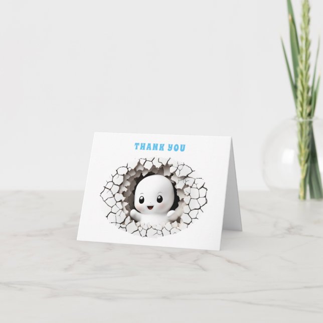 Halloween Ghost Boy Baby Shower Thank You Card  (Front)