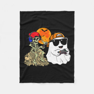 Halloween Ghost Boys Kids Gaming Scary Skeleton Ga Fleece Blanket
