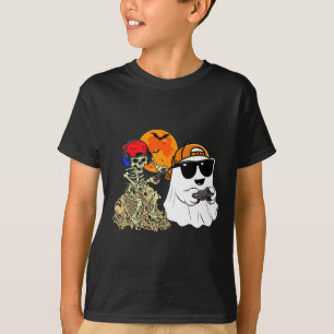 Halloween Ghost Boys Kids Gaming Scary Skeleton Ga T-Shirt