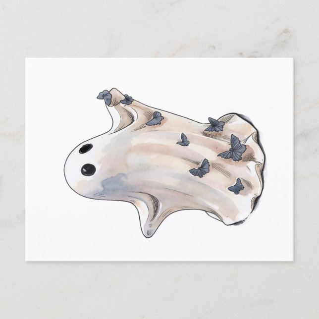 Halloween ghost butterfly postcard (Front)