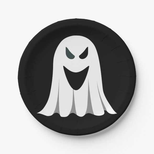 Halloween Ghost Cartoon Illustration 02 Paper Plate (Front)