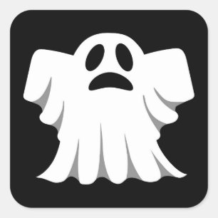 Halloween Ghost Cartoon Illustration 10 Square Sticker