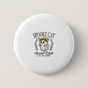 Halloween Ghost Cat Social Club Retro Creepy Cute 2 Inch Round Button
