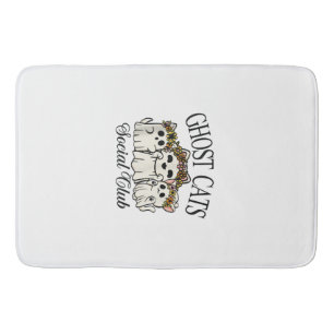 Halloween Ghost Cat Social Club Retro Spooky Cat S Bath Mat
