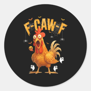 Halloween Ghost Chicken F-caw-f Classic Round Sticker