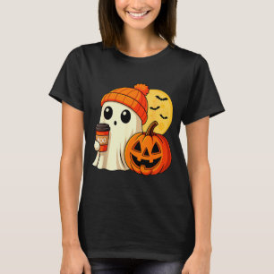 Halloween Ghost Coffee Pumpkin Soky Season Women K T-Shirt