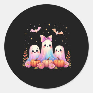 Halloween Ghost Coquette Bow Fall Pumpkin Spooky S Classic Round Sticker