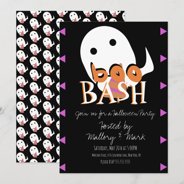 Halloween Ghost Costume Party Boo Bash Invitation (Front/Back)