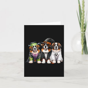 Halloween Ghost Costume Witch Dog Saint Bernard St Card