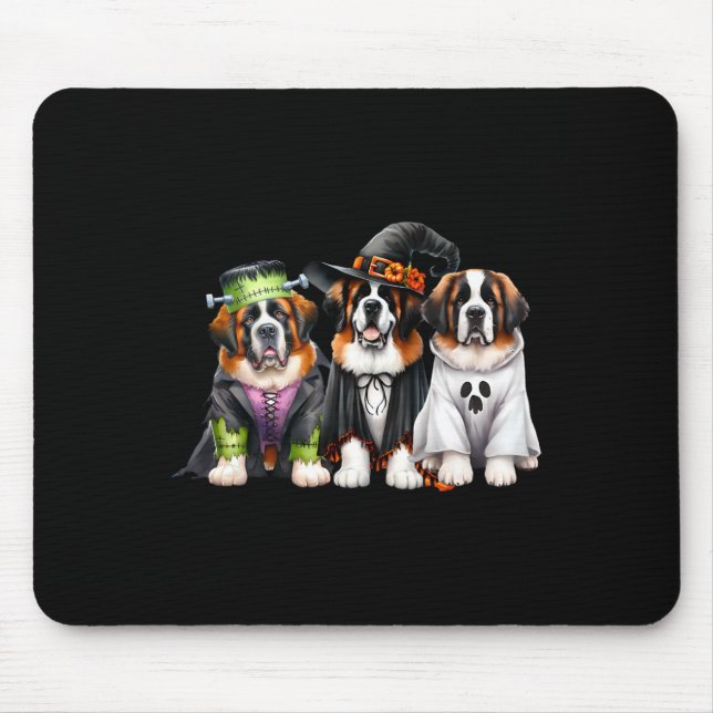 Halloween Ghost Costume Witch Dog Saint Bernard St Mouse Pad (Front)