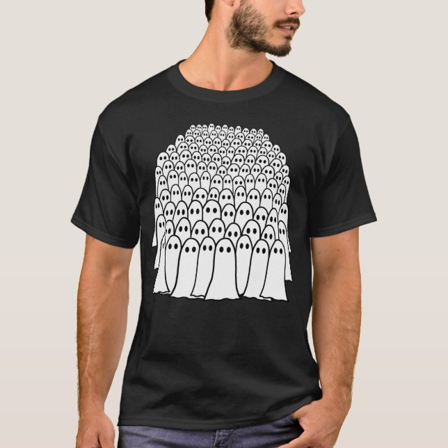 Halloween-Ghost Crowd-Funny Cute Scary Ghosts T-Shirt (Front)