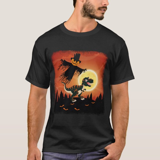 Halloween Ghost  Dinosaur T rex Scary T-Shirt (Front)