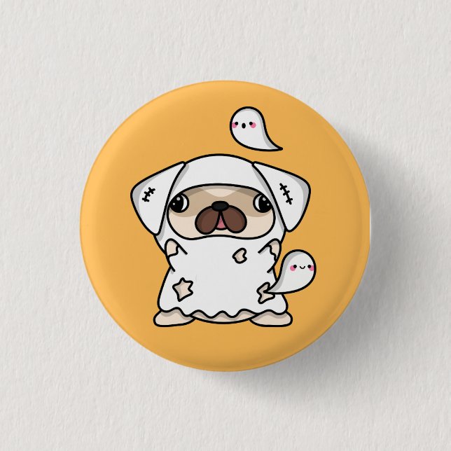 Halloween Ghost Dog 1 Inch Round Button (Front)